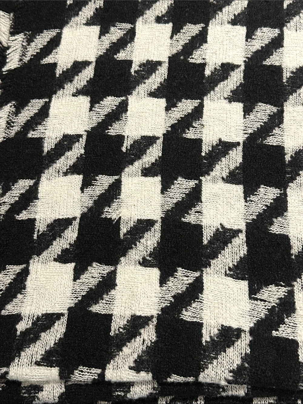 Karl Lagerfeld Black & White Houndstooth Scarf with Character Patch